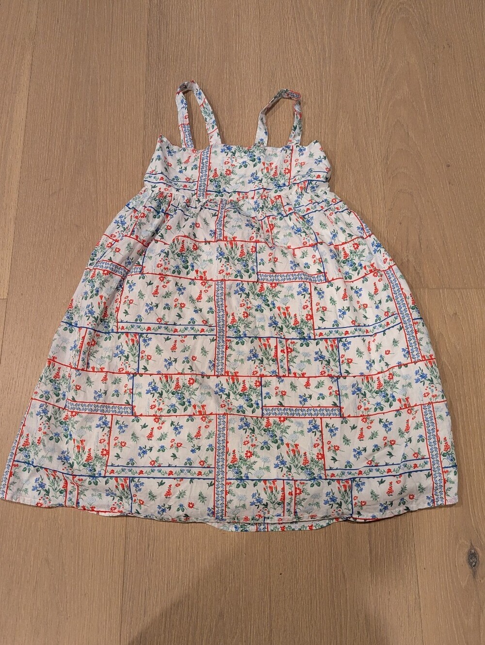 Janie and Jack White Floral Dress with Red & Blue Accents